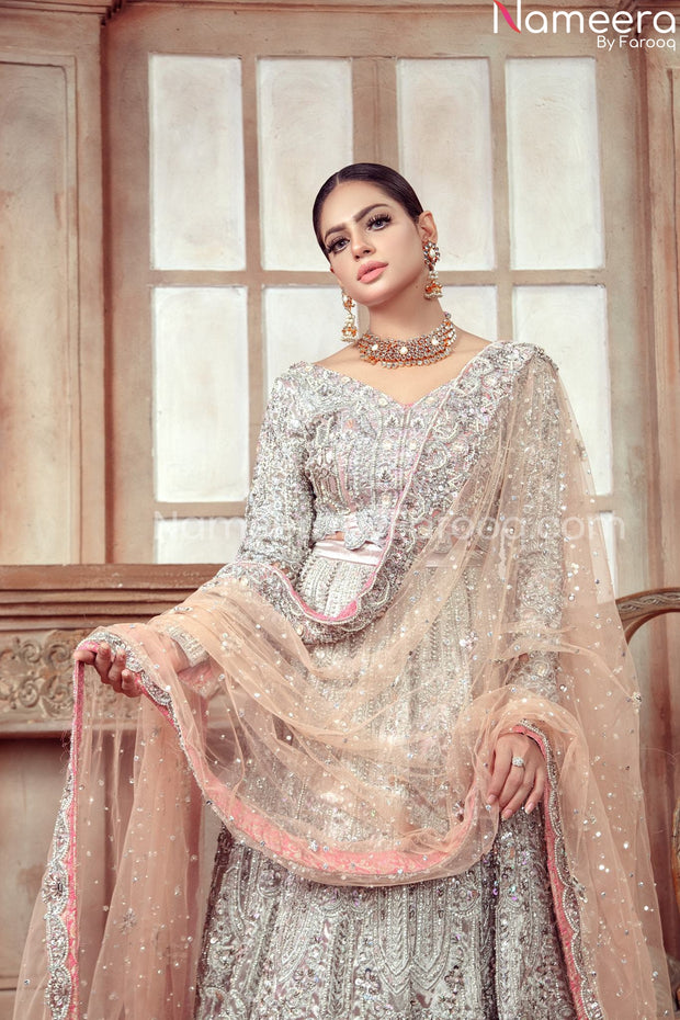 silver bridal lehenga
