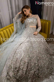 Organza Silver Lehenga Choli for Bridal Wear #BN132