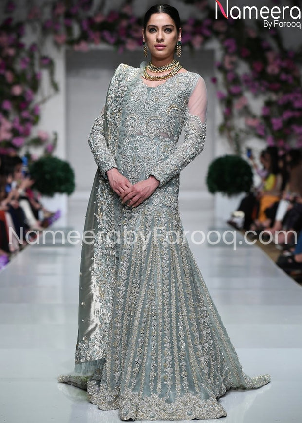 silver grey bridal lehenga