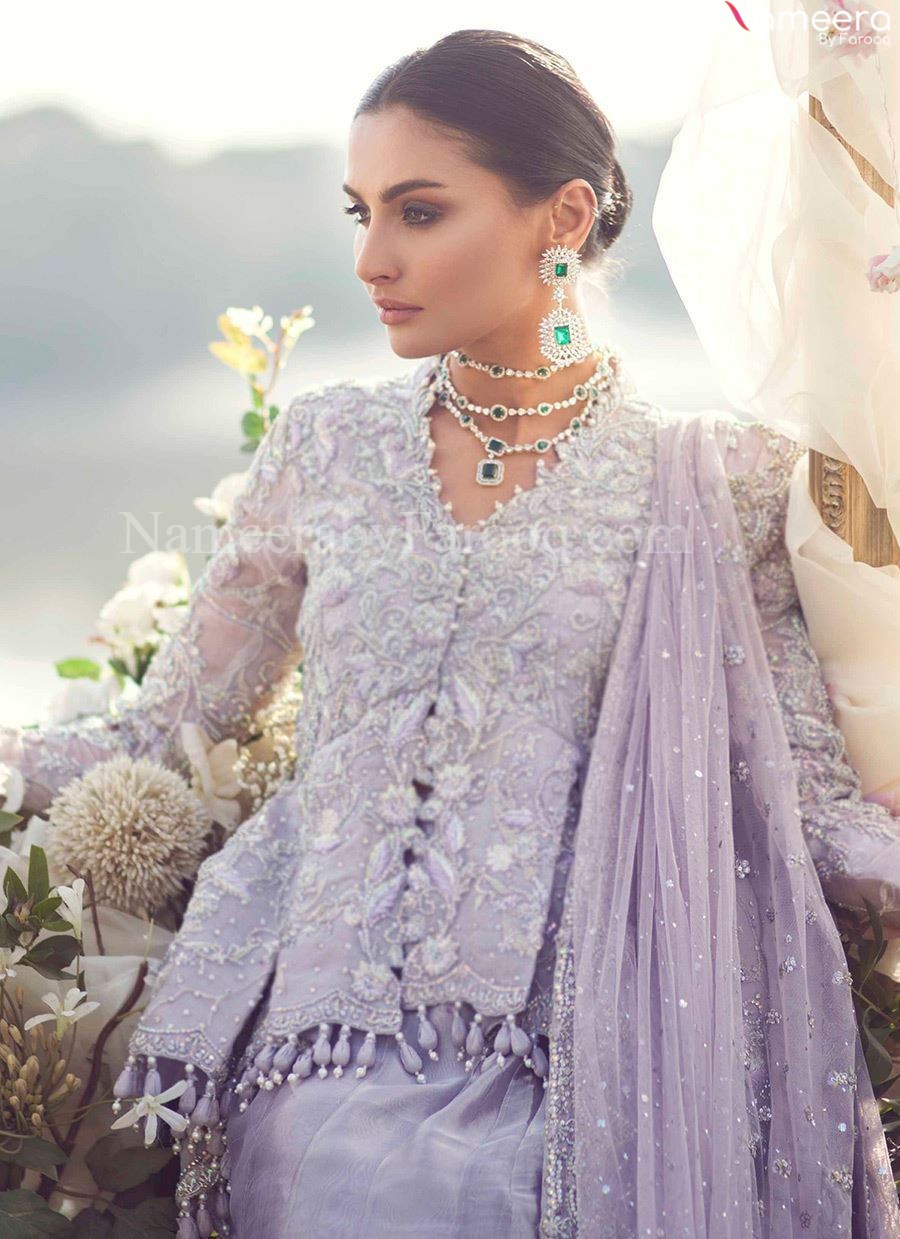Embellished Asim Jofa Silver Lehenga Bridal Wear #BN695