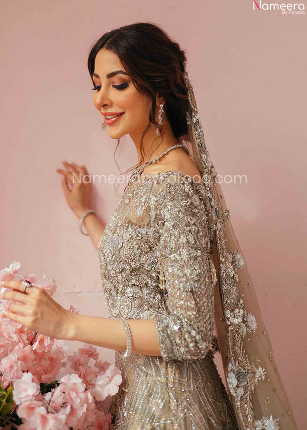 silver lehenga for bride