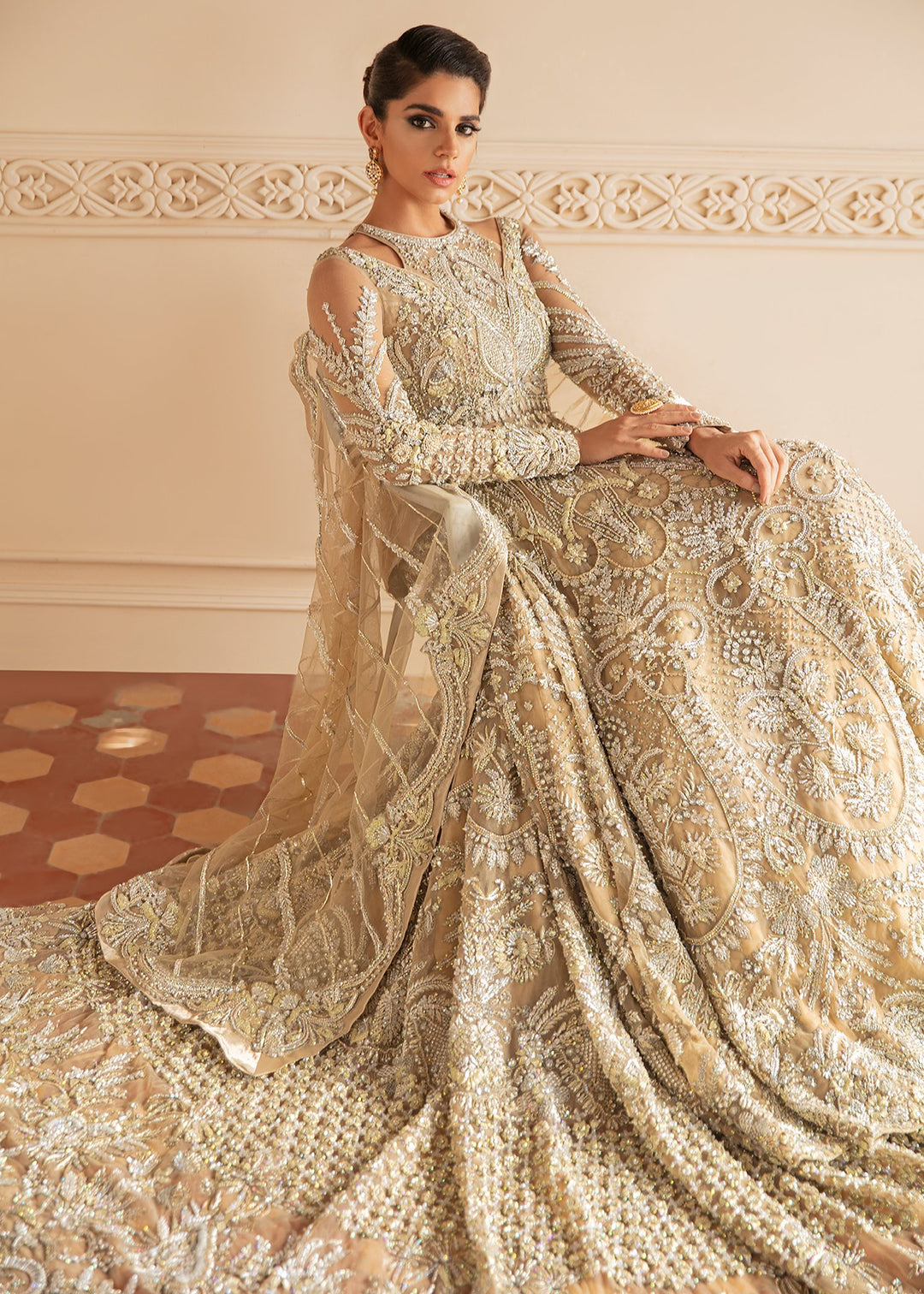 silver lehenga gown