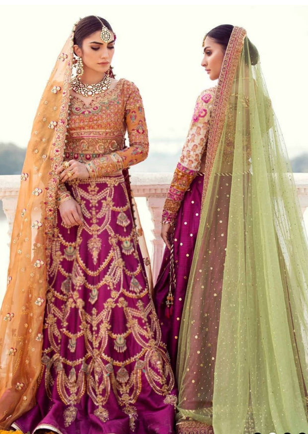 Indian bridal lehenga in traditional colours 2