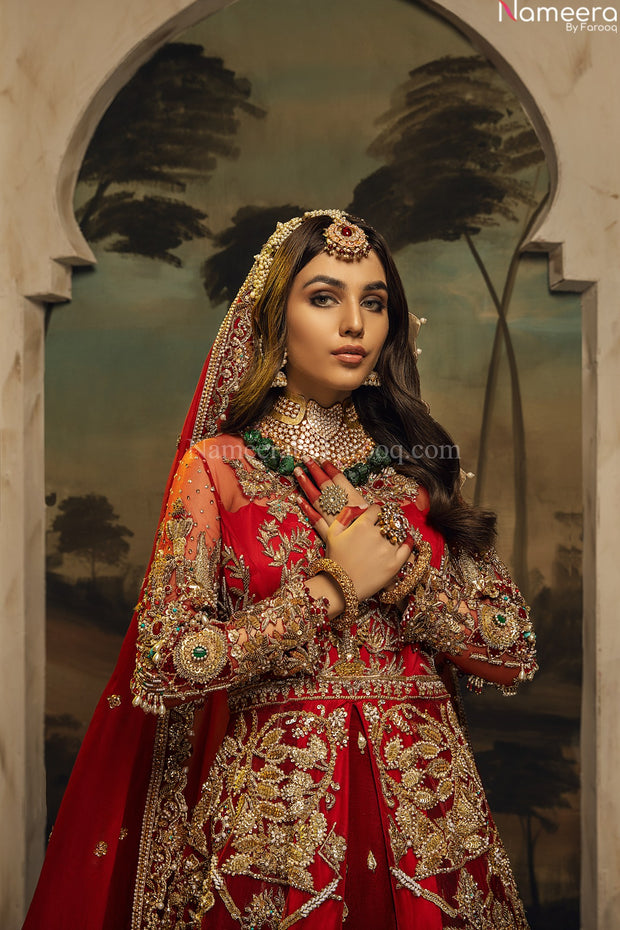 tamato red bridal lehenga 