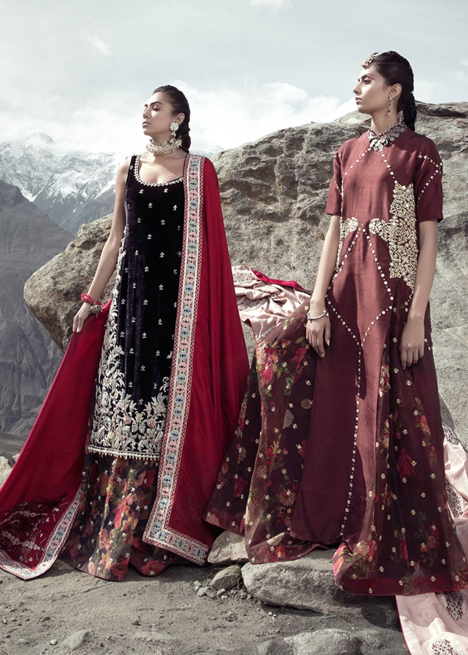 Latest embellished Indian velvet dress in blue color for wedding wear # B3408