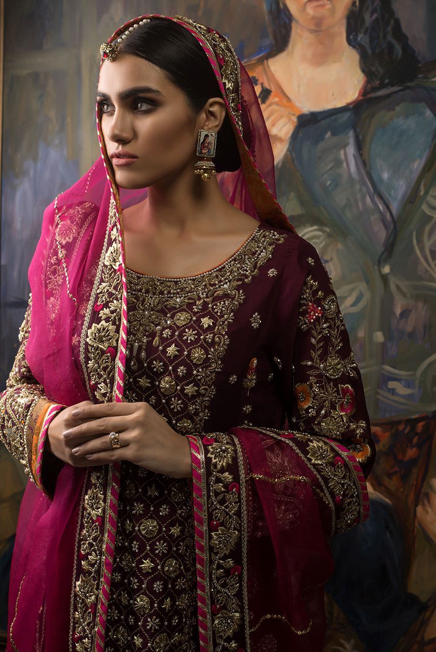 Beautiful wedding mehendi dress embroidered in purple color