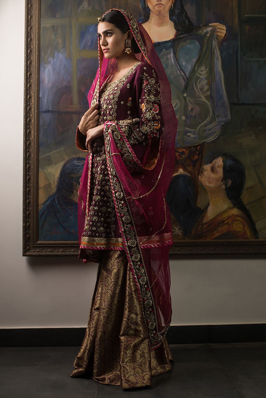 Beautiful wedding mehendi dress embroidered in purple color # B3433