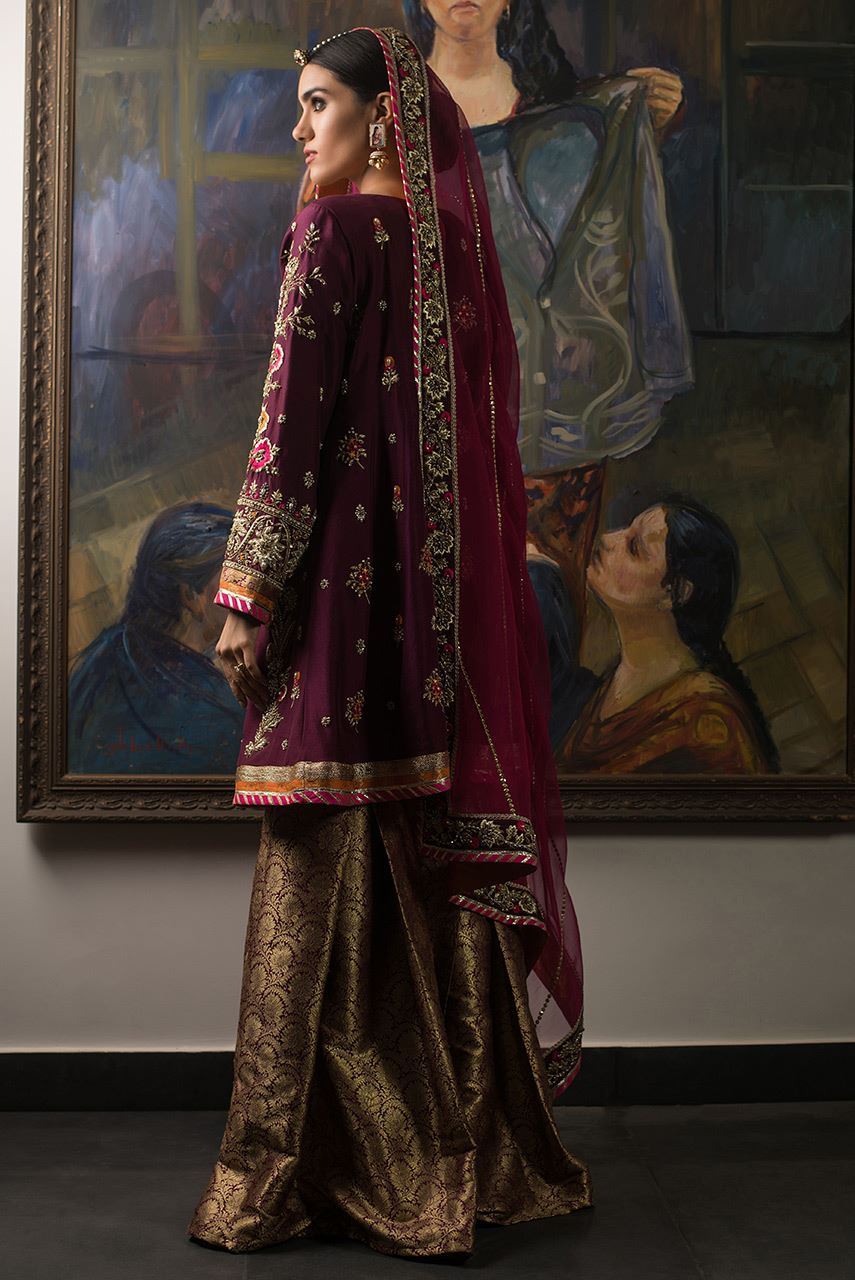 Beautiful wedding mehendi dress embroidered in purple color # B3433