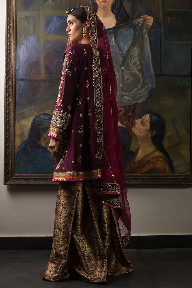 Beautiful wedding mehendi dress embroidered in purple color # B3433