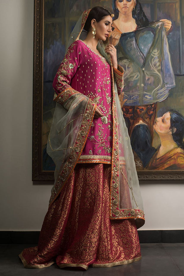 Beautiful designer wedding mehendi outfit embroidered in pink color # B3432