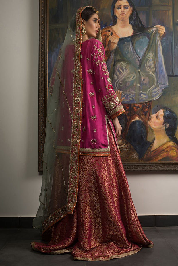 Beautiful designer wedding mehendi outfit embroidered in pink color # B3432