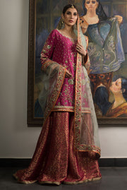 Beautiful designer wedding mehendi outfit embroidered in pink color 