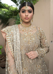 Pakistani designer embroidered white gharara dress # B3359