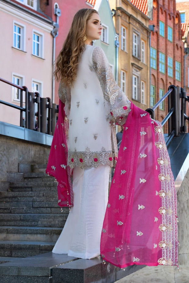 Pakistani designer white sequins embroidered dress # P2312