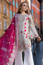 Pakistani designer white sequins embroidered dress 