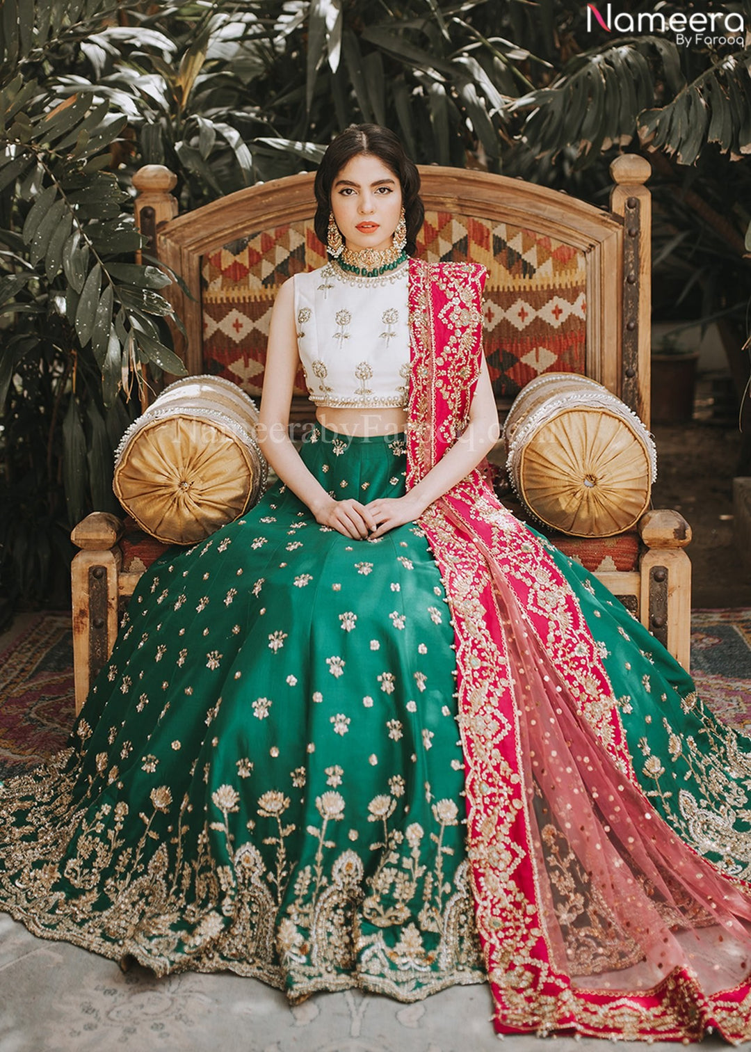White and Green Lehenga