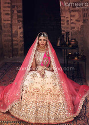 white and pink lehenga choli