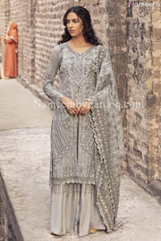 white and silver pakistani dress