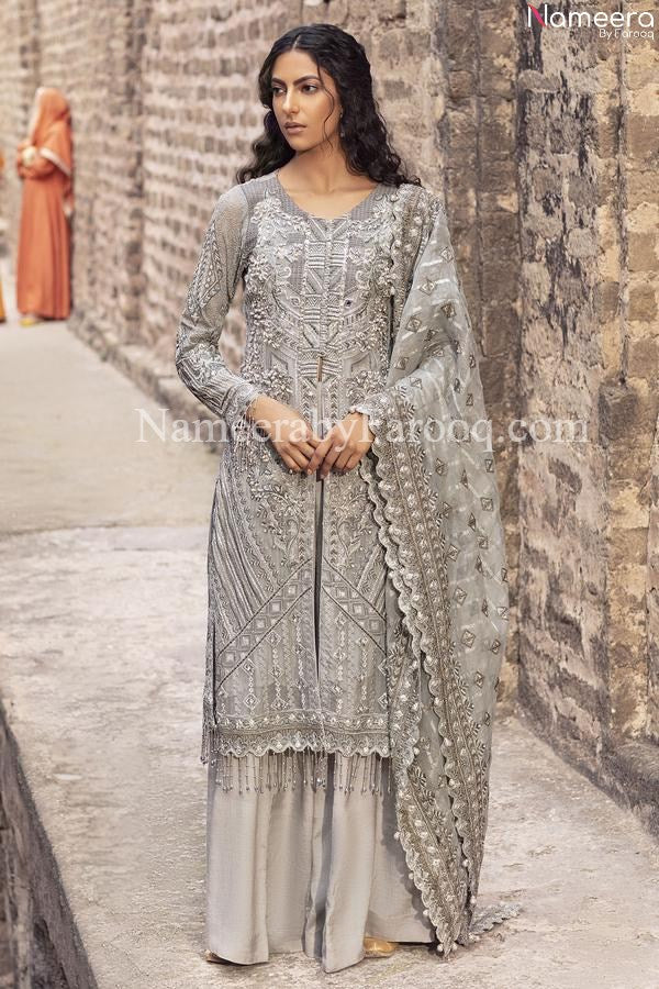 white and silver pakistani dress