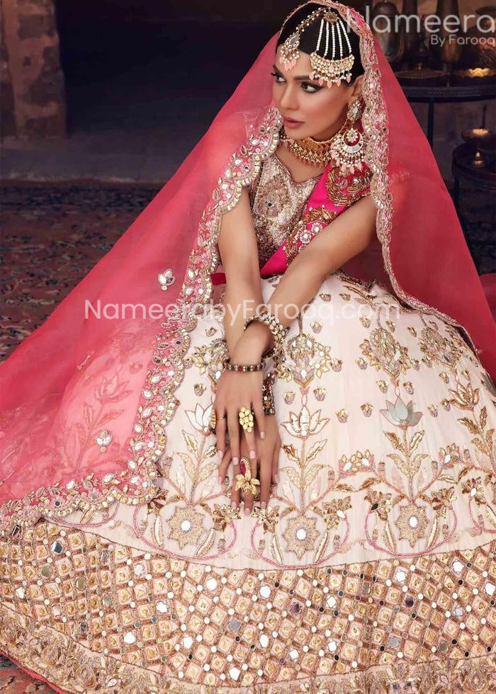 white bridal lehenga