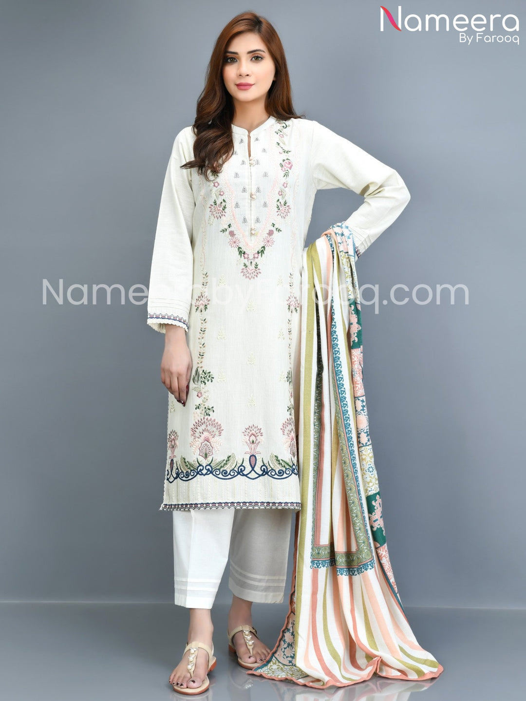 White khaddar dress
