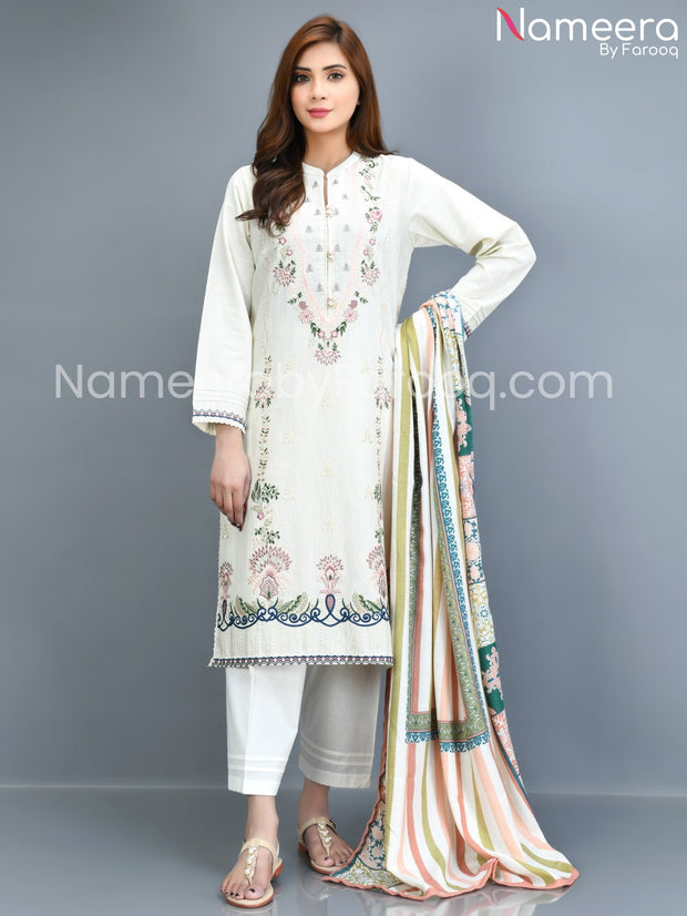 White khaddar dress