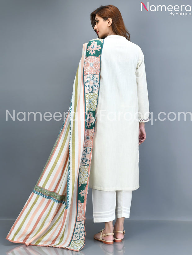 white khaddar dress 2021 online
