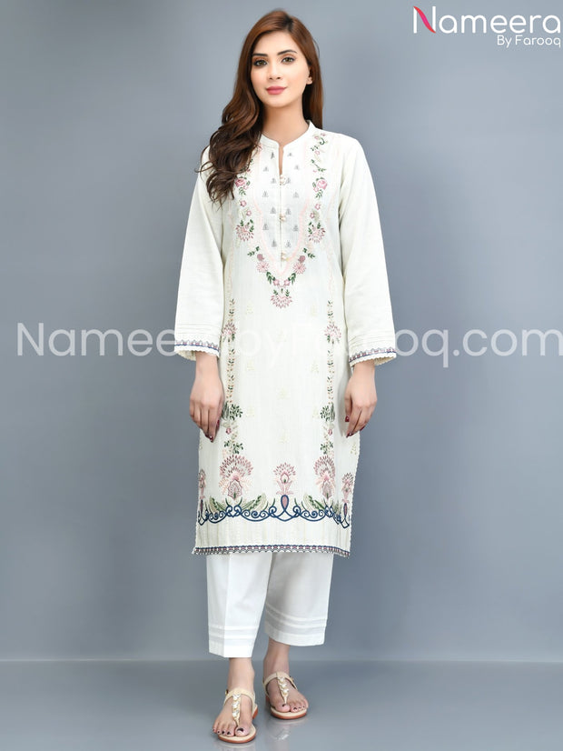 white khaddar dress online