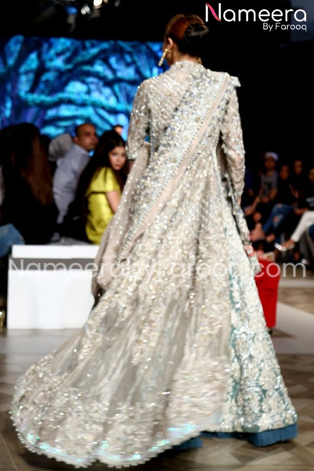 White Pakistani Gown for Bridal Wear