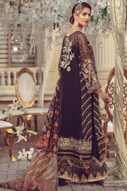 Chiffon embroidered Pakistani women formal eid dress in black color # P2493
