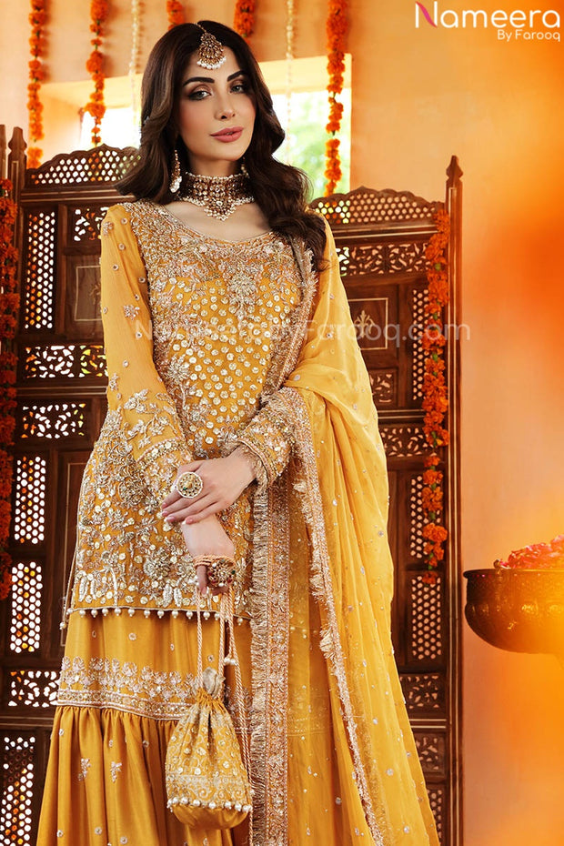 Embroidered Designer Sharara Suit for Bride #BN847