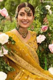 yellow embriodered lehenga