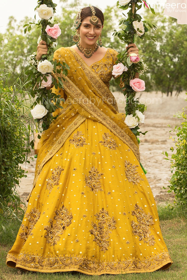 Buy Yellow And Red Silk Stone Embroidered Designer Bridal Lehenga Choli | Bridal  Lehenga Choli